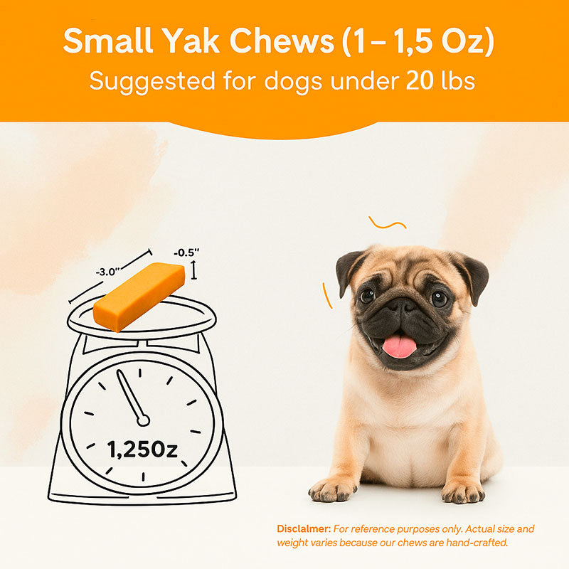 Regular/Unflavored Himalayan Yak Chews | 6-Sizes (for Small to Big Dogs)