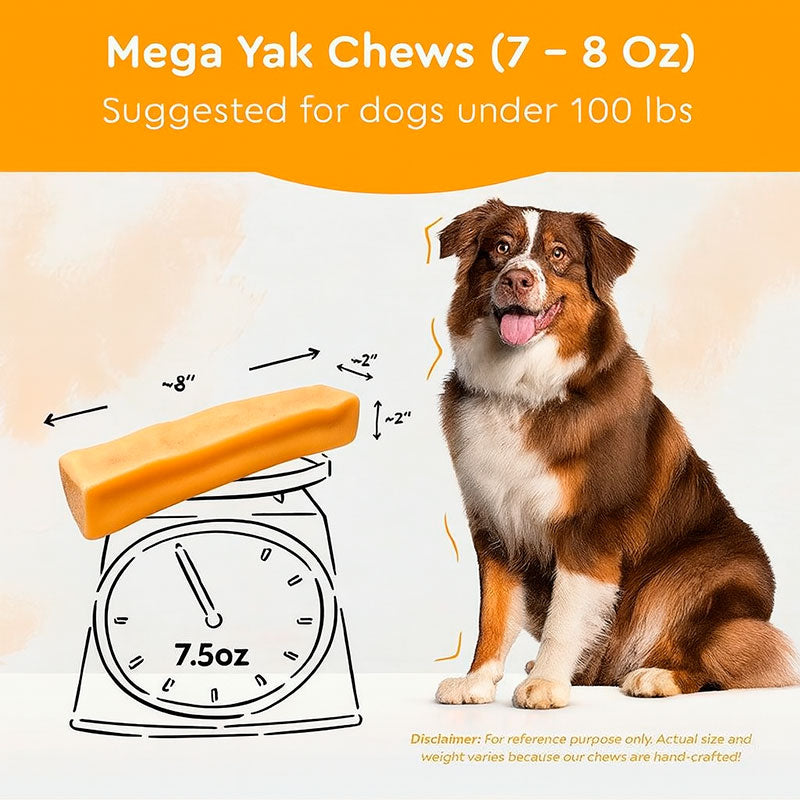 Regular/Unflavored Himalayan Yak Chews | 6-Sizes (for Small to Big Dogs)