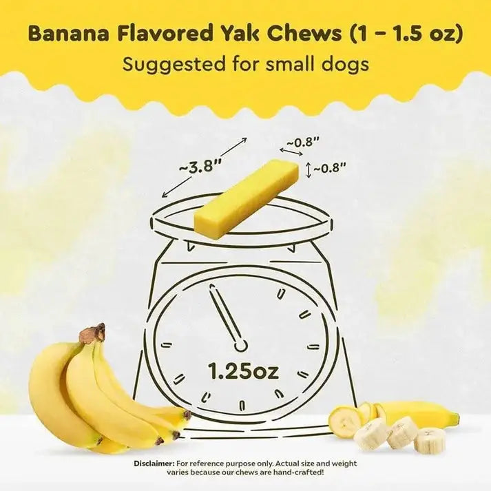 Banana Himalayan Yak Chew small size — perfect for dogs under 25 lbs