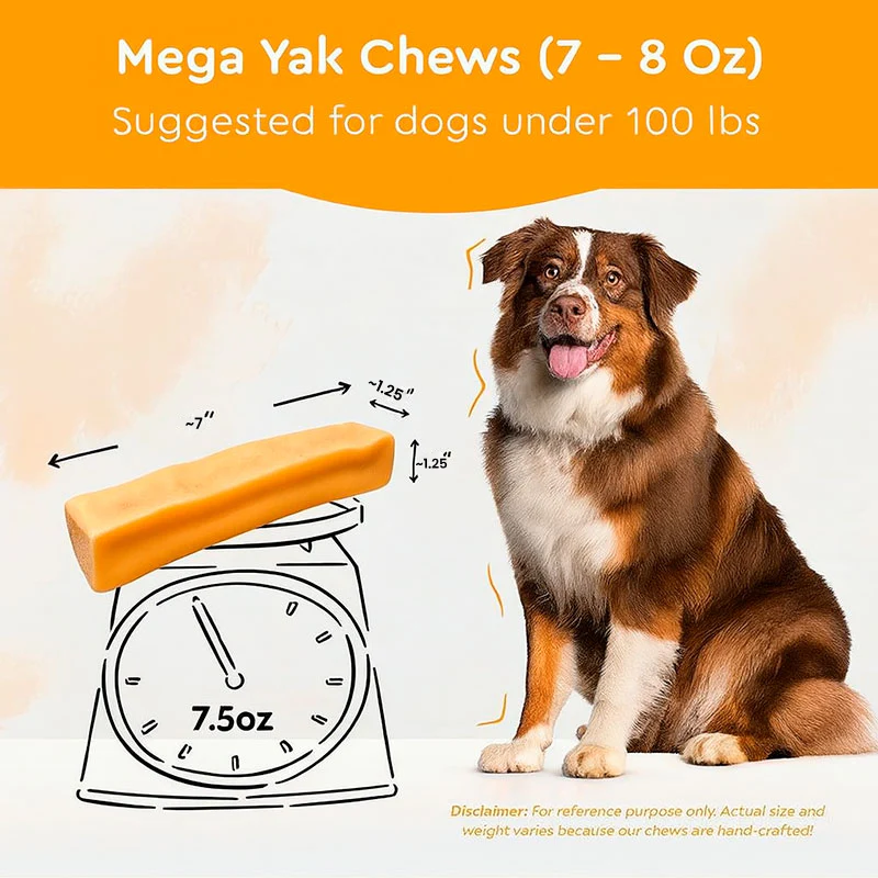 Regular/Unflavored Himalayan Yak Chews | 6-Sizes (for Small to Big Dogs)